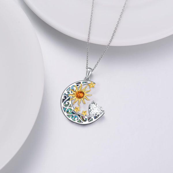 Sterling Silver Moon Sun Star Necklace-2