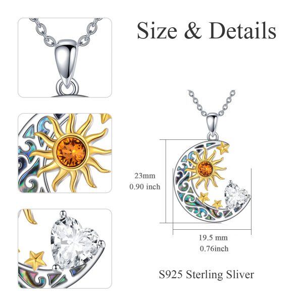 Sterling Silver Moon Sun Star Necklace-3