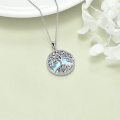 wholesale 925 Sterling Silver Round Tree of Life Moonstone Pendant Necklace for Women-0-3