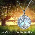 wholesale 925 Sterling Silver Round Tree of Life Moonstone Pendant Necklace for Women-0-4