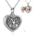 wholesale 925 Sterling Silver Heart-Shaped Tree of Life Photo Locket Urn Pendant Necklace with Chain and Fill Kit-0-0