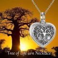 wholesale 925 Sterling Silver Heart-Shaped Tree of Life Photo Locket Urn Pendant Necklace with Chain and Fill Kit-0-5