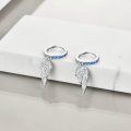 wholesale 925 Sterling Silver Angel Wing Blue Crystal Dangle Hoop Earrings for Women-0-2