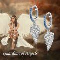 wholesale 925 Sterling Silver Angel Wing Blue Crystal Dangle Hoop Earrings for Women-0-4
