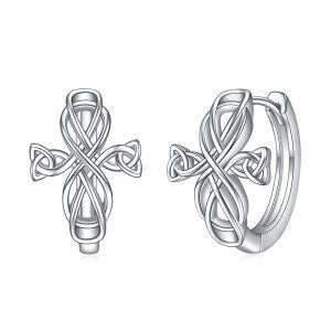 Sterling Silver Celtic Cross Earrings-0