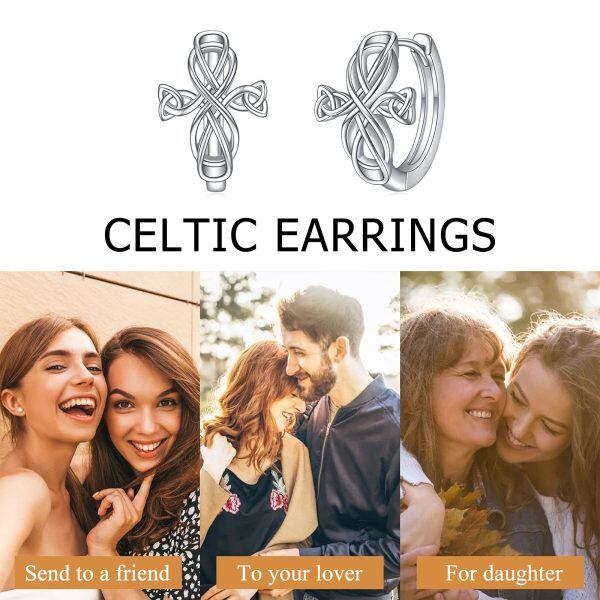 Sterling Silver Celtic Cross Earrings-5