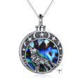 wholesale 925 Sterling Silver Abalone Shell Wolf Memorial Cremation Jewelry Urn Keepsake Pendant Necklace for Ashes with Funnel and Chain 36 - Gift Boxed-0-0