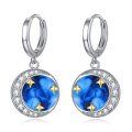 wholesale 925 Sterling Silver Round Blue Marble Gold Stars Dangle Earrings for Women Girls -0-0