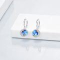 wholesale 925 Sterling Silver Round Blue Marble Gold Stars Dangle Earrings for Women Girls -0-2