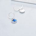 wholesale 925 Sterling Silver Round Blue Marble Gold Stars Dangle Earrings for Women Girls -0-3