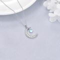 wholesale 925 Sterling Silver Blue Moonstone Crescent Moon Pendant Necklace for Women and Girls-0-3