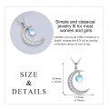 wholesale 925 Sterling Silver Blue Moonstone Crescent Moon Pendant Necklace for Women and Girls-0-4