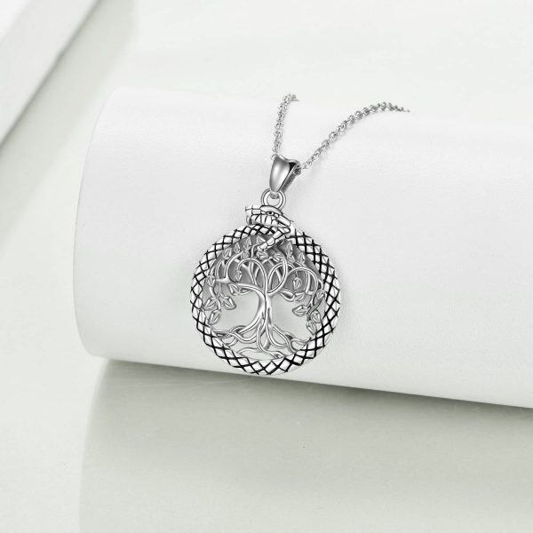 Sterling Silver Tree Of Life Snake Necklace-2