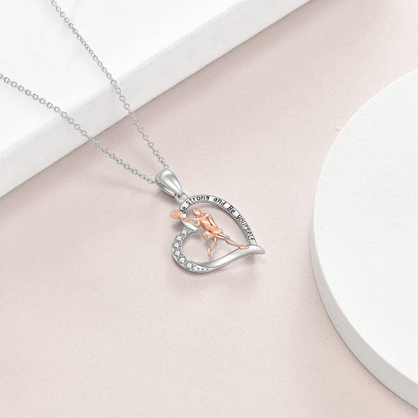 Sterling Silver Heart Tennis Necklace-2