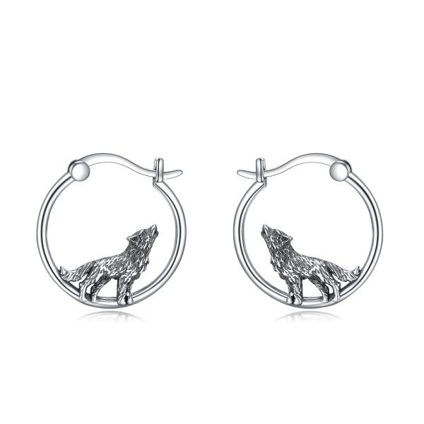 Sterling Silver Wolf Earrings-0