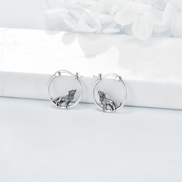 Sterling Silver Wolf Earrings-2