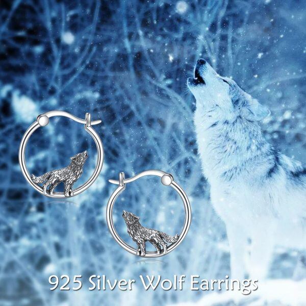 Sterling Silver Wolf Earrings-5