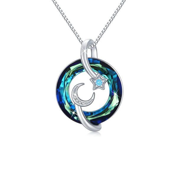 Sterling Silver Moon And Star Necklace-0