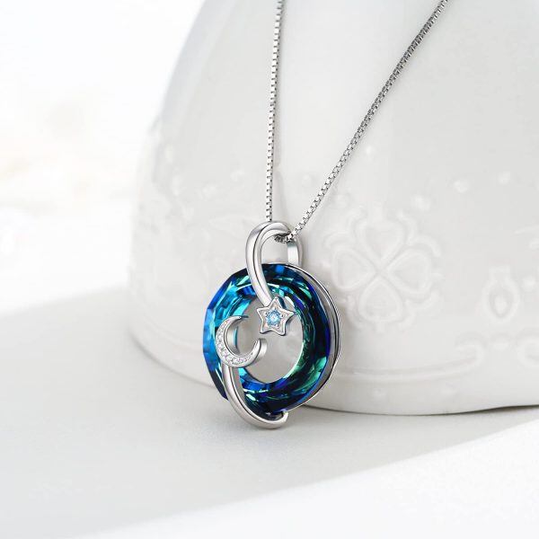 Sterling Silver Moon And Star Necklace-3