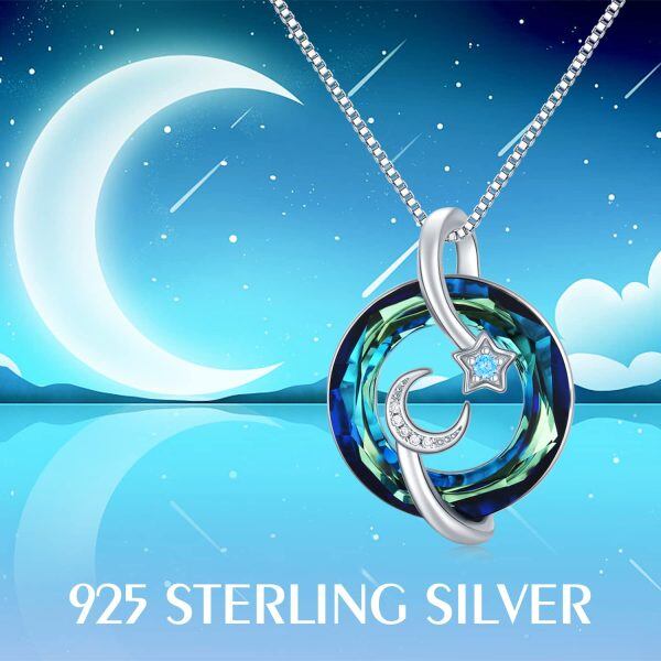 Sterling Silver Moon And Star Necklace-4