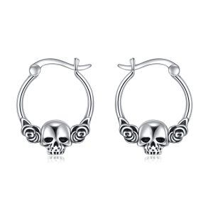 Sterling Silver Skull Earrings-0