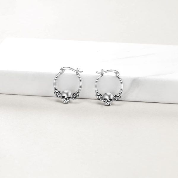 Sterling Silver Skull Earrings-2