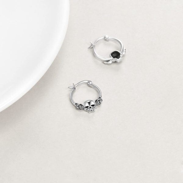 Sterling Silver Skull Earrings-3