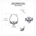wholesale 925 Sterling Silver Skull Hoop Earrings with Rose Details for Women-0-5