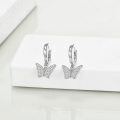 wholesale 925 Sterling Silver Butterfly Hoop Earrings with Cubic Zirconia Pendant for Women Girls  (Butterfly)-0-1