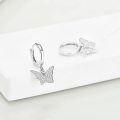 wholesale 925 Sterling Silver Butterfly Hoop Earrings with Cubic Zirconia Pendant for Women Girls  (Butterfly)-0-2