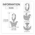 wholesale 925 Sterling Silver Butterfly Hoop Earrings with Cubic Zirconia Pendant for Women Girls  (Butterfly)-0-4