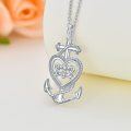 wholesale 925 Sterling Silver Heart Knot Rope Anchor Pendant Necklace for Women Men Gifts-0-3