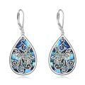wholesale 925 Sterling Silver Abalone Shell Filigree Dragonfly Teardrop Dangle Earrings-0-0