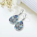 wholesale 925 Sterling Silver Abalone Shell Filigree Dragonfly Teardrop Dangle Earrings-0-1
