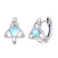 wholesale 925 Sterling Silver Opal Triquetra Heart Huggie Earrings for Women-0-0