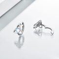 wholesale 925 Sterling Silver Opal Triquetra Heart Huggie Earrings for Women-0-2