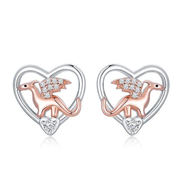 Sterling Silver Dinosaur Earrings-0