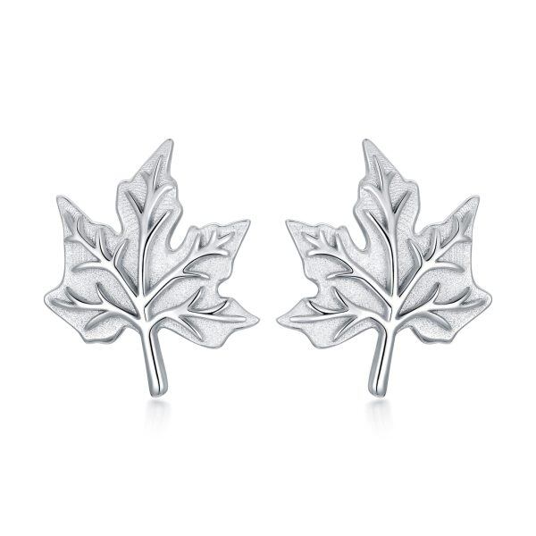 Sterling Silver Maple Leafs Earrings-0