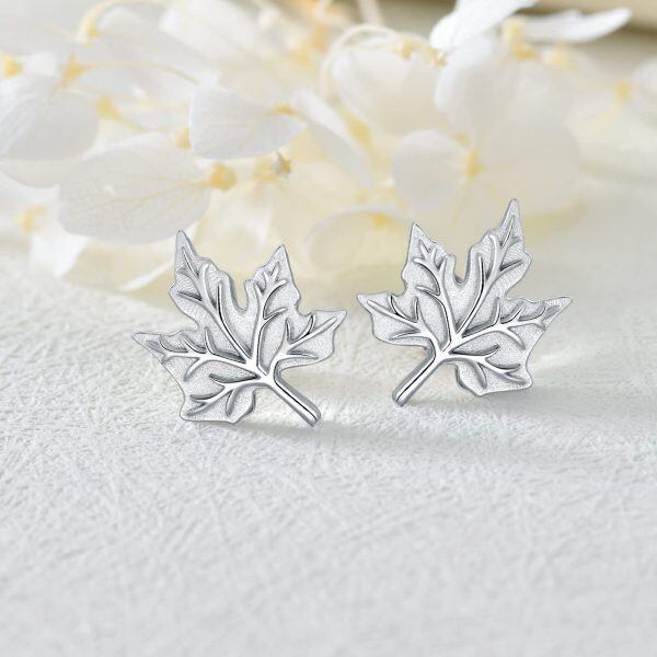 Sterling Silver Maple Leafs Earrings-2