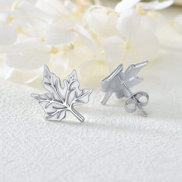 Sterling Silver Maple Leafs Earrings-3