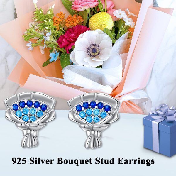 Sterling Silver Flower Earrings-5