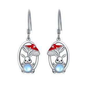 Sterling Silver Mushroom Rabbit Earrings-0