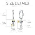 wholesale 925 Sterling Silver Cat and Fish Drop Earrings with Pearl Accents for Women-0-4