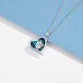 wholesale 925 Sterling Silver Blue Crystal Unicorn Love Forever Pendant Necklace-0-3
