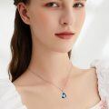 wholesale 925 Sterling Silver Blue Crystal Unicorn Love Forever Pendant Necklace-0-4