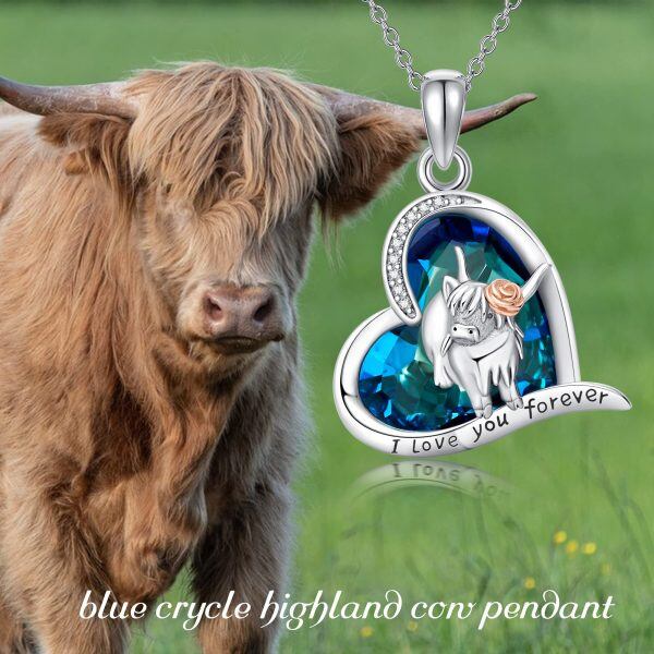 Sterling Silver Cow Heart Necklace-5