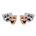 wholesale 925 Sterling Silver Comedy Tragedy Masks Stud Earrings Theater  for Women and Men-0-0