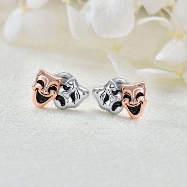 Sterling Silver Mask Earrings-2