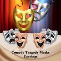 wholesale 925 Sterling Silver Comedy Tragedy Masks Stud Earrings Theater  for Women and Men-0-5