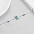 wholesale 925 Sterling Silver Butterfly Lotus Flower Blue Crystal Charm Bracelets Gift for Women-0-2
